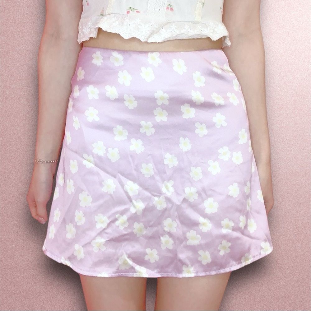 Princess Polly Floral Print Daisy Satin Olton Miniskirt Size 0